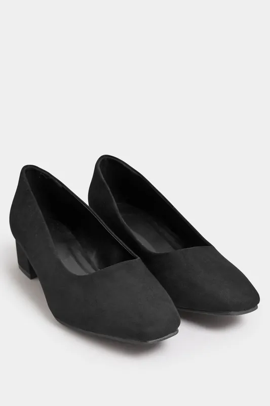 Extra Wide Fit Faux Suede Block Heel Court Shoes - Yours