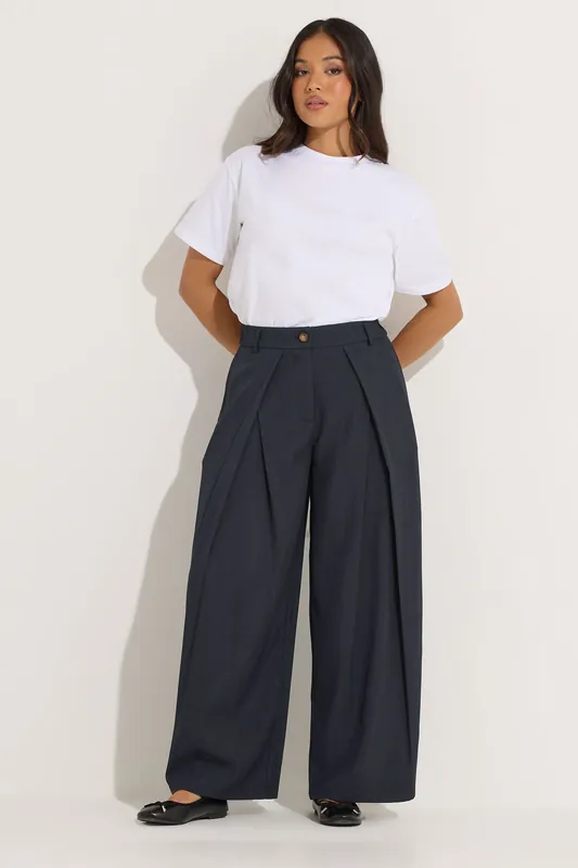 Petite Pleated Wide Leg Trousers - PixieGirl