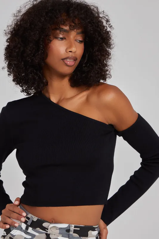 One Shoulder Long Sleeved Top - Pink Vanilla
