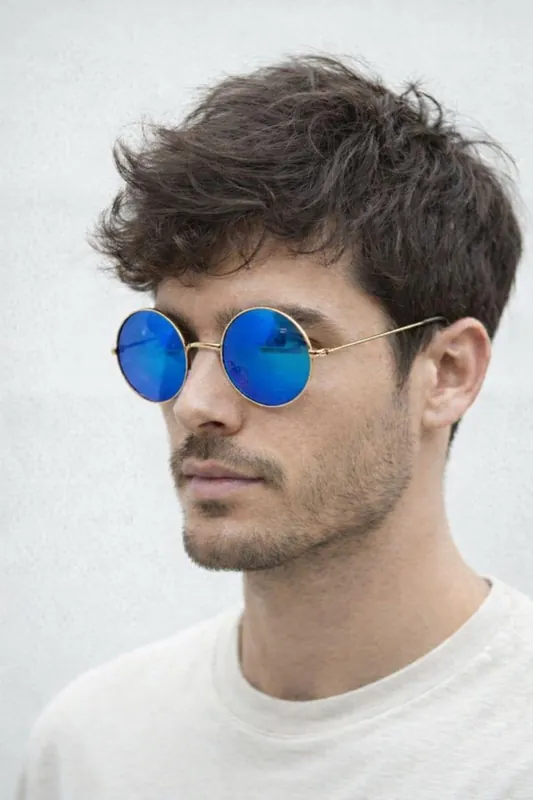 Round Metal Sunglasses In Shiny Silver - SVNX
