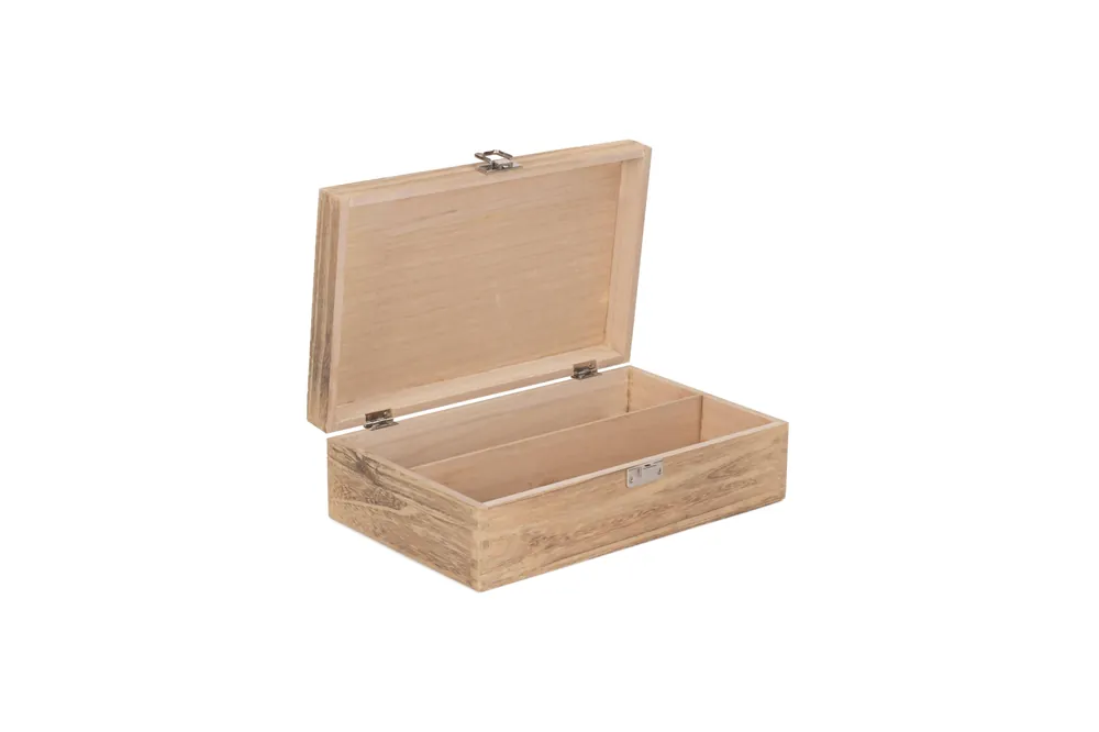 Two Bottle Oak Effect Wooden Box - Red Hamper