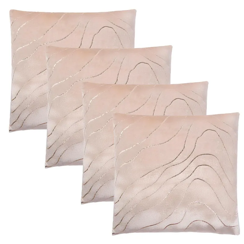 4 Pack Metallic Wave Cushion Covers Home Decor Set - OHS