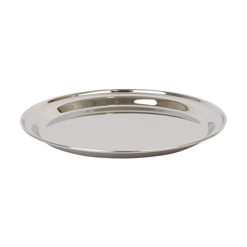 25.5cm Stainless Steel Serving Platter - Chrome Dinner Tray