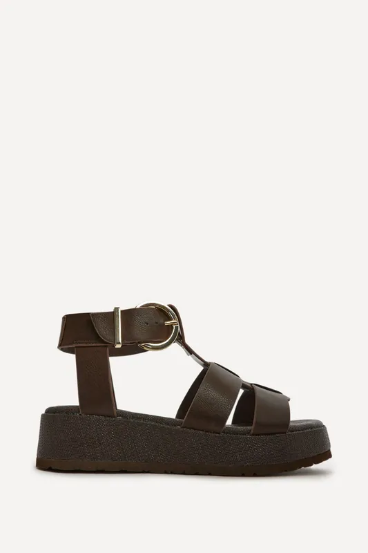 Tori Brown Gladiator Flatform Sandals - Linzi