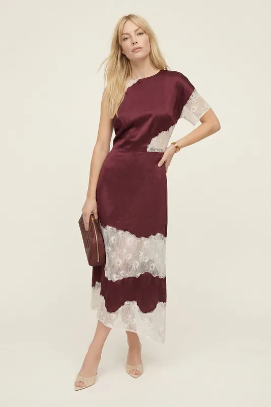 Selma Lace Insert Midi Dress - Lily and Lionel