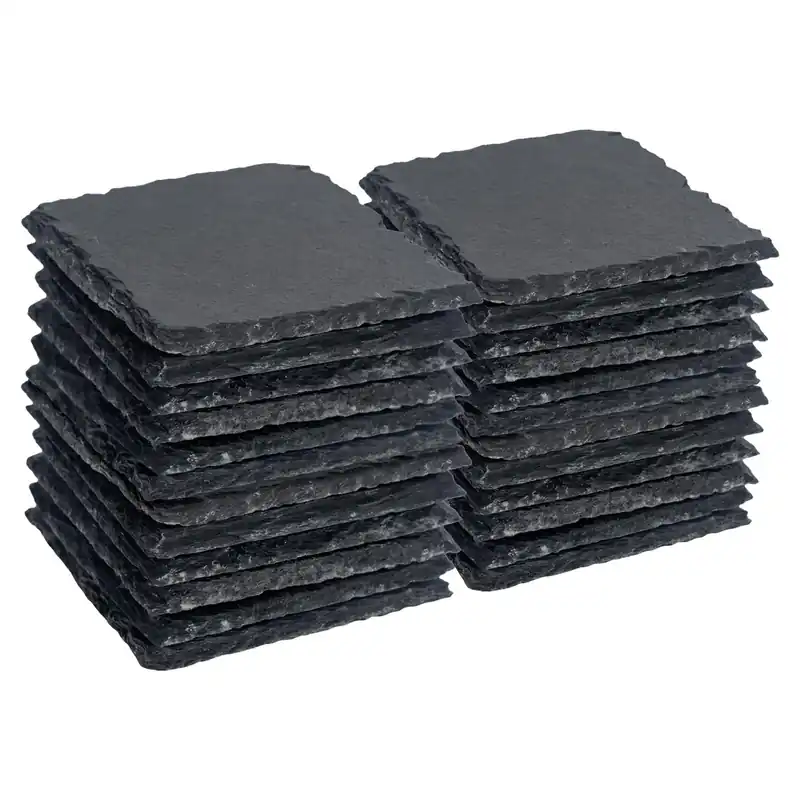 10cm Square Slate Coasters - Set of 24 Natural Stone Drinks Coasters