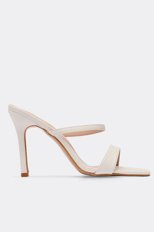 Double Strap Faux Leather Stiletto Mules - EGO