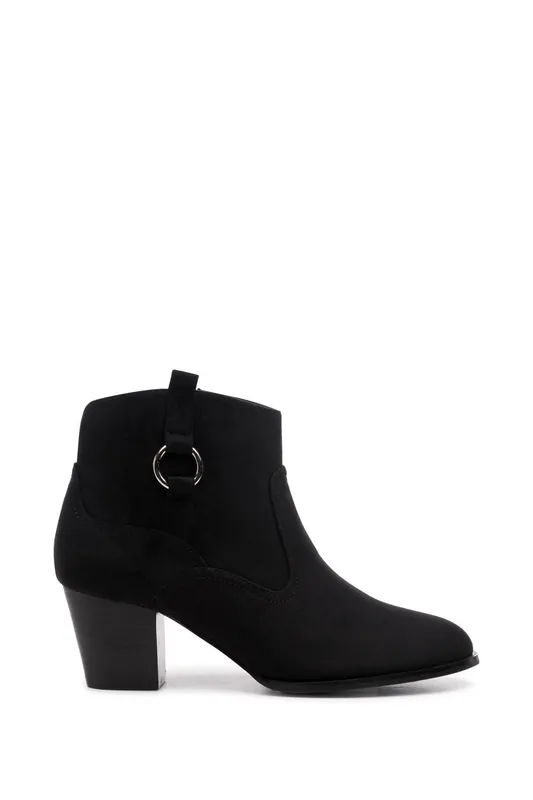 Bexley' Micro Suede Mid Block Heel Ankle Boot - Paradox London