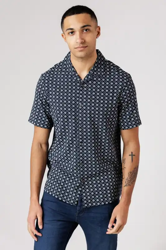 Square Floral Print Short Sleeve Shirt - French Connection