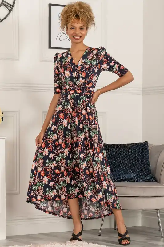 Maanasi Ruched Sleeve Jersey Maxi Dress - Jolie Moi