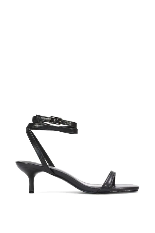 Nikita' Low Kitten Heel Sandals With Ankle Strap - XY London