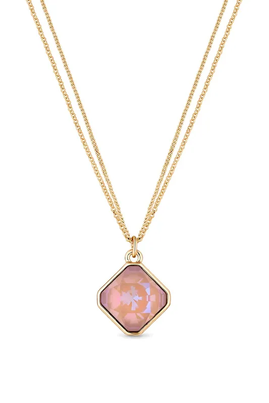 Dusky Pink Cushion Pendant Necklace - Jon Richard