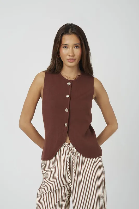 Crew Neck Knitted Waistcoat - Brave Soul