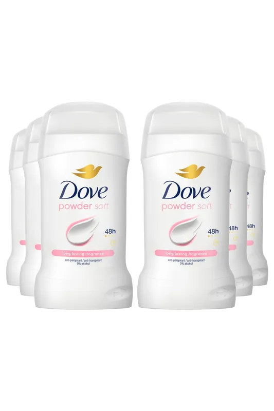 Powder Soft 'Antiperspirant' Deo Stick w/ 48H Protection 50ml, 6pk - Dove