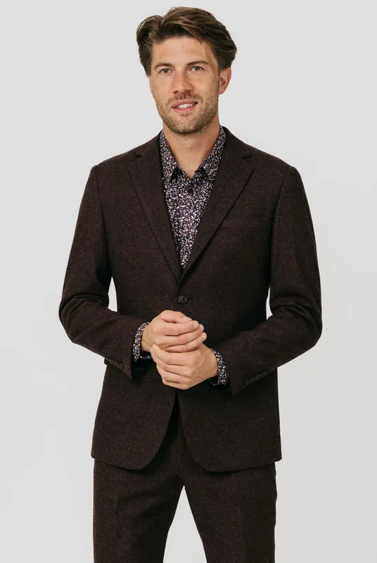 Burgundy Donegal Tweed 2 Piece Suit - Dobell
