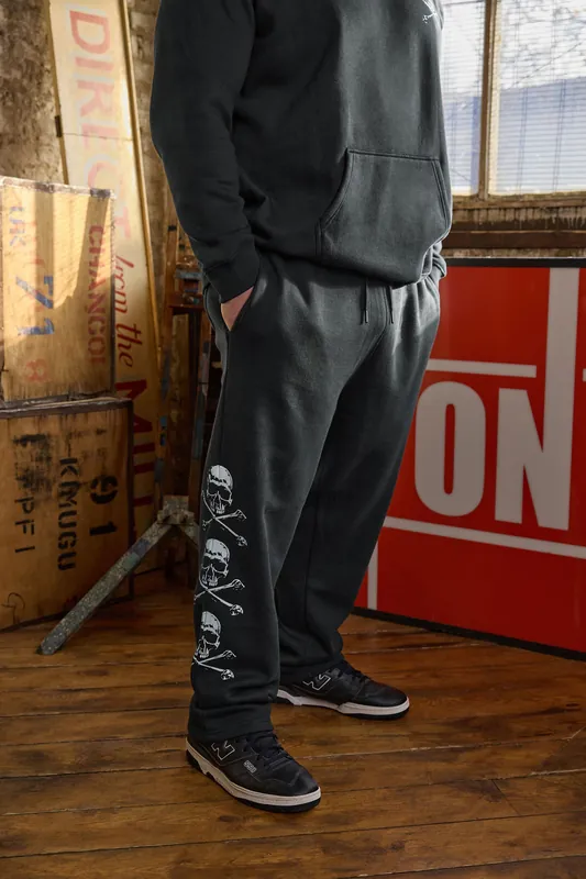 Side Skull Open Hem Joggers - BadRhino