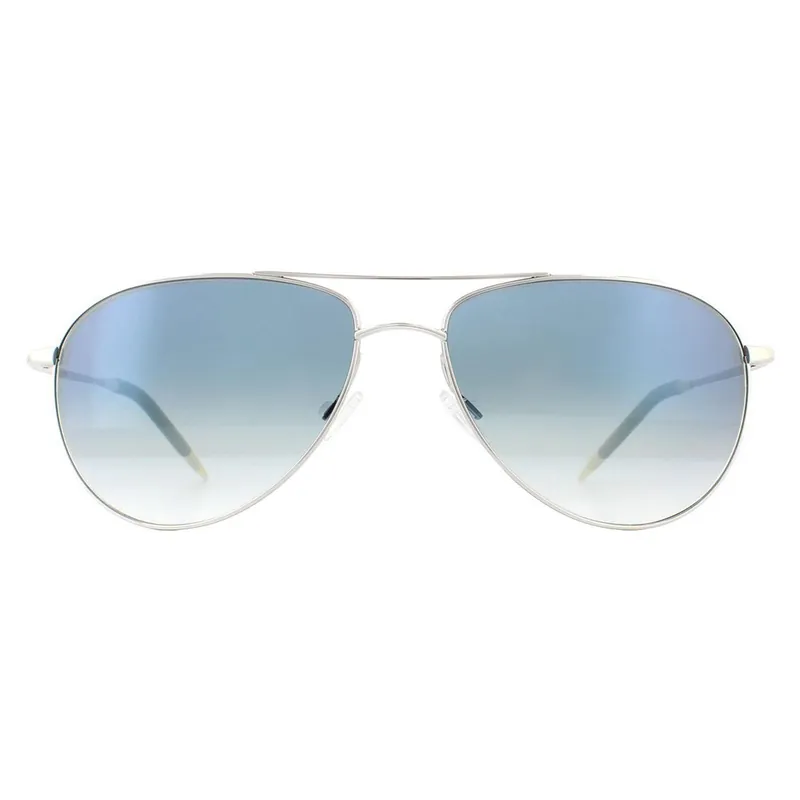Aviator Silver Chrome Sapphire VFX Sunglasses - Oliver Peoples