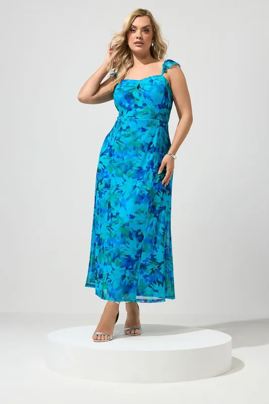 Abstract Keyhole Ruffle Maxi Dress - Yours