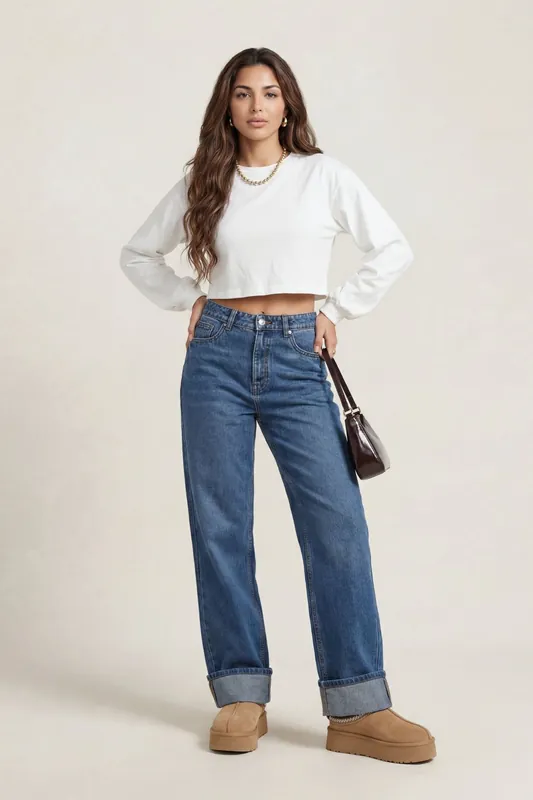 Volume Sleeve Crop Sweater - Urban Bliss