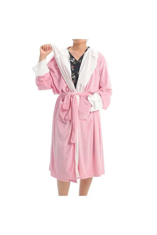 Flannel Hooded Bathrobe - MODISHION