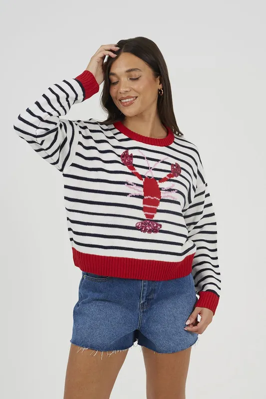 Stripe Sequin Lobster Jumper - Brave Soul