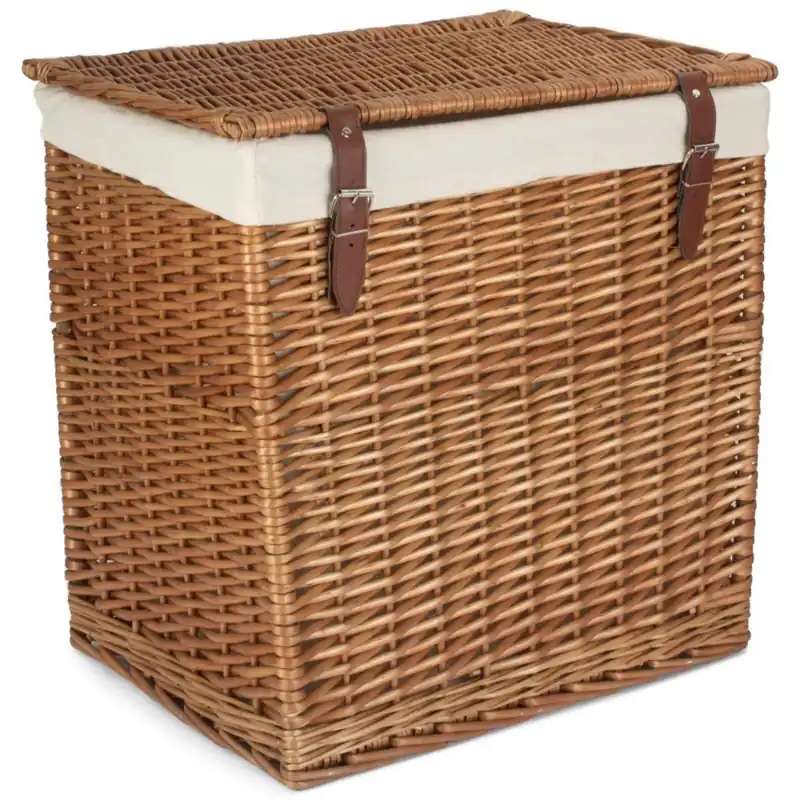 Cotton Lined Boutique Double Steamed Laundry Basket - Red Hamper