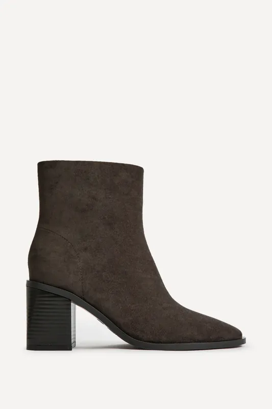 Orlando Grey Block Heeled Ankle Boots - Linzi