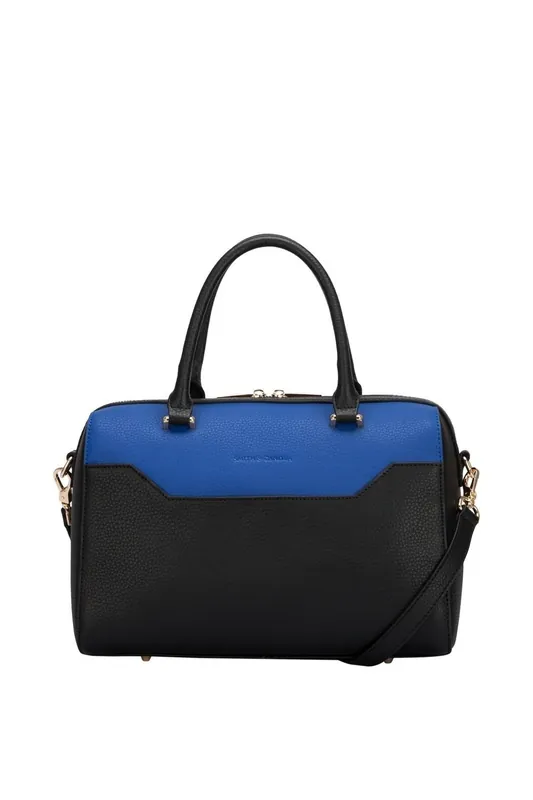 Two-Tone Leather Zip Top Grab Bag