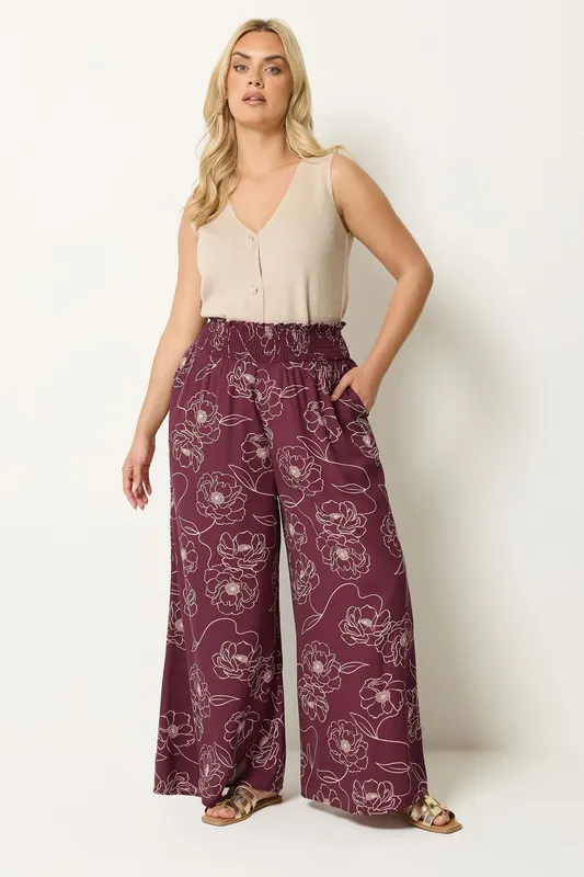Floral Wide Leg Trousers - Yours