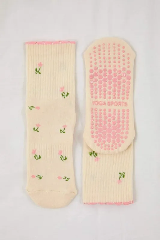 Printed Non Slip Cotton Knit Yoga Socks - WOVCOR