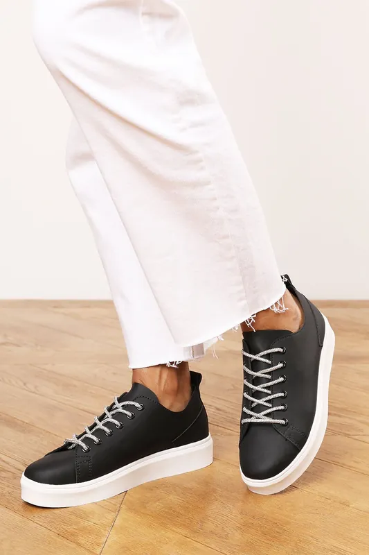Florina' Low Wedge Trainer with Lace up detail - Where's That From