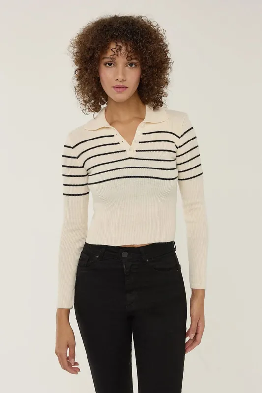 Striped Crop Sweater - Hiccup