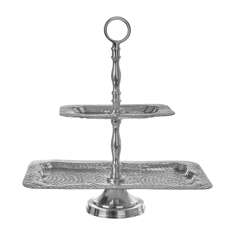 Bailey 2 Tier Hammered Aluminium Cake Stand - Orsina