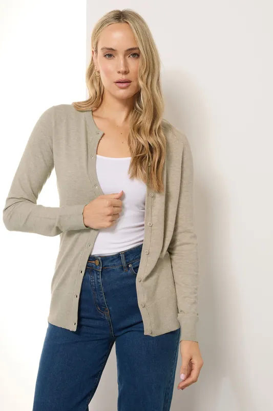 Tall Crew Neck Button Cardigan - Long Tall Sally