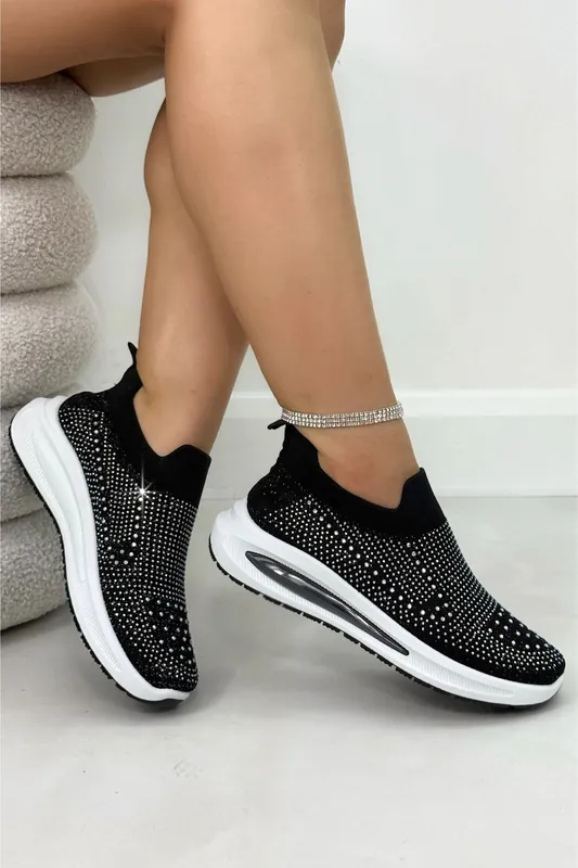 Crystal Comfort Aura Stretch Sock Slip On Trainers - Love Lemonade