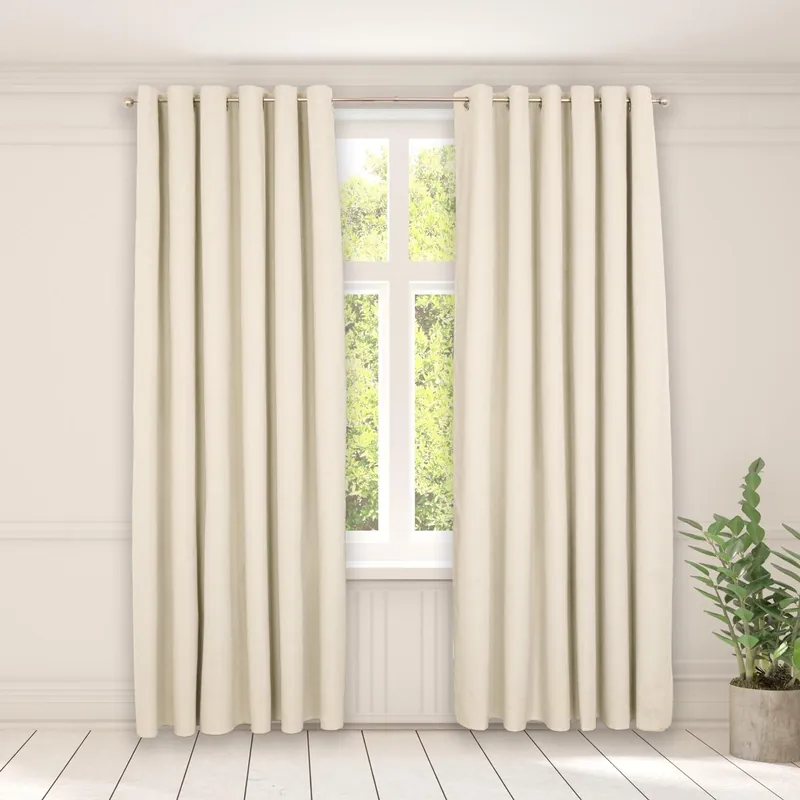 Woven Texture Pair Of Eyelet Curtains - OHS