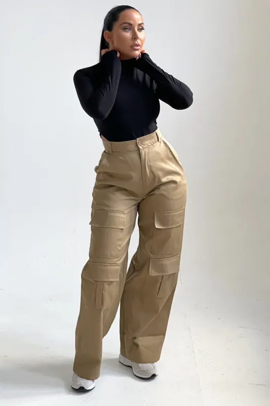 Button Up Double Pocket Cargo Trousers - Femme Luxe