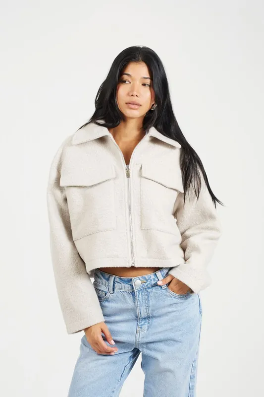 Boucle Faux Wool Jacket - Brave Soul