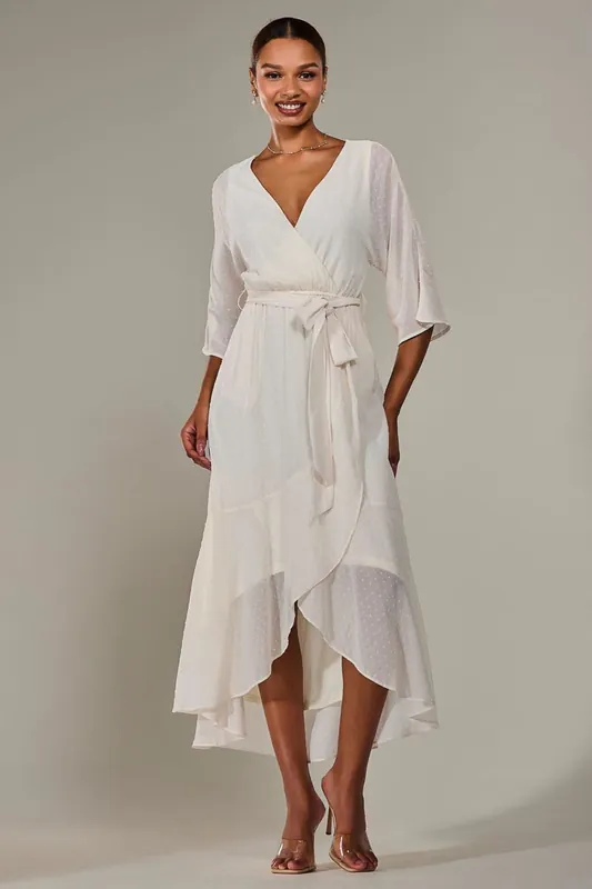 Wrap Tie Front Midi Dress - Jolie Moi