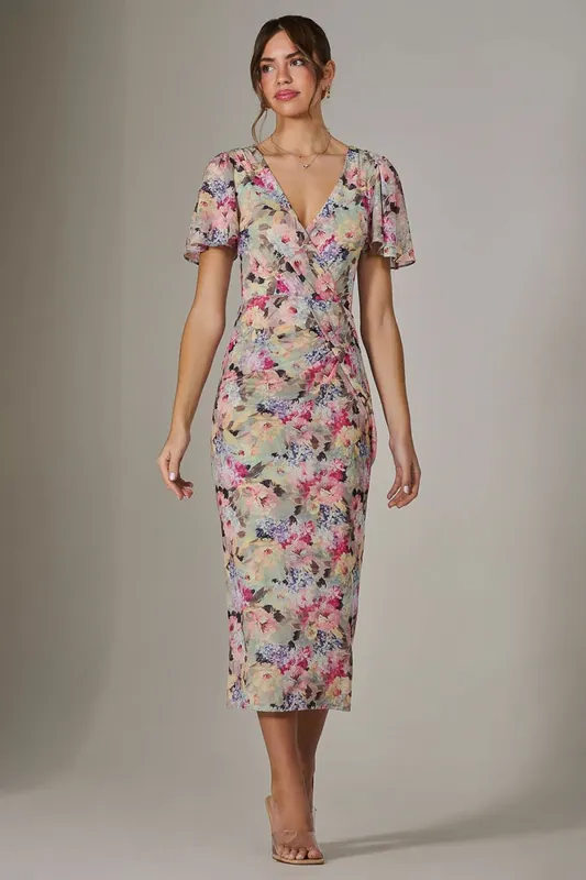 Mesh Short Sleeve Midi Dress - Jolie Moi