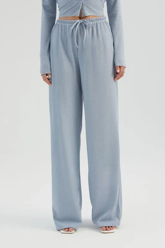 High Waist Drawstring Wide Leg Knit Pants - Hiccup