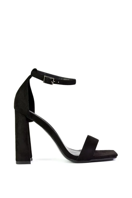 Kamryn' Ankle Strap Square Toe Block High Heel Sandals - XY London