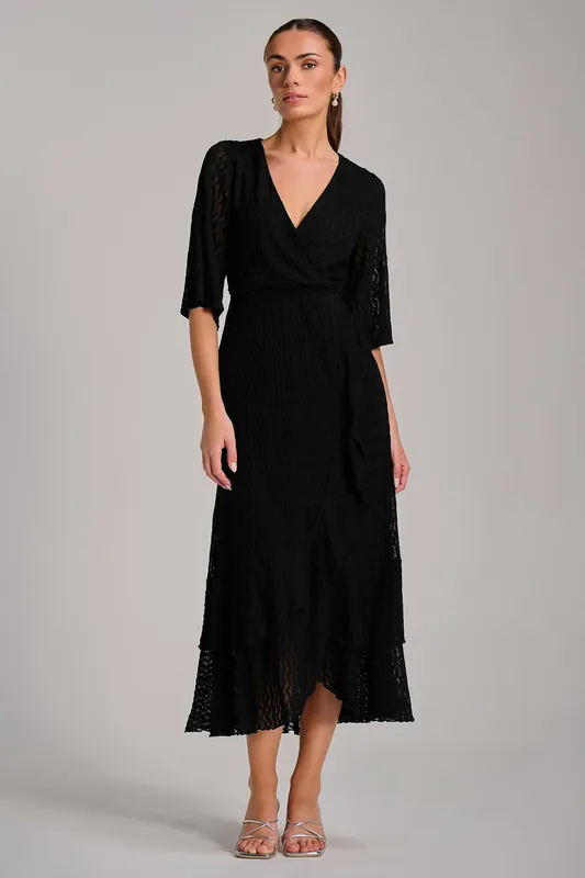 Textured Ruffle Hem Knitted Maxi Dress - Jolie Moi