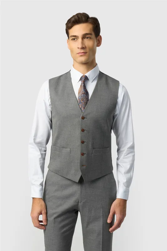 Single Breasted Five Button Slim Fit Suit Waistcoat - Antique Rogue