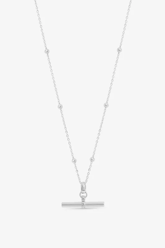 Platinum Plated Waterproof T-Bar Necklace