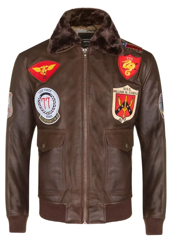 Leather US Aviator Bomber Jacket - Warsaw