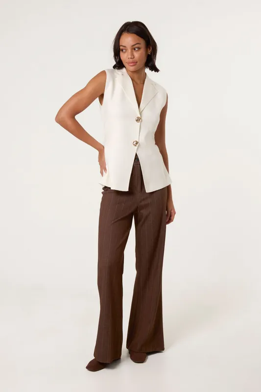 Ivory Gold Button Front Tailored Vest - Blue Vanilla