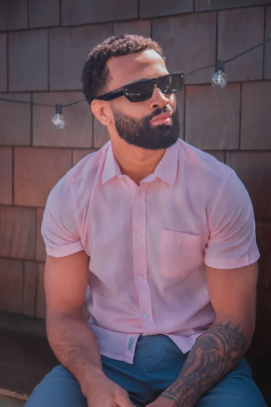 Linen Blend Short Sleeve Button-Up Shirt with Chest Pocket