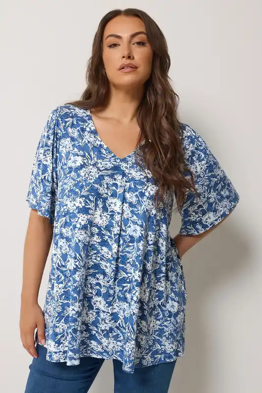 Abstract Floral Pleat Front Top - Yours