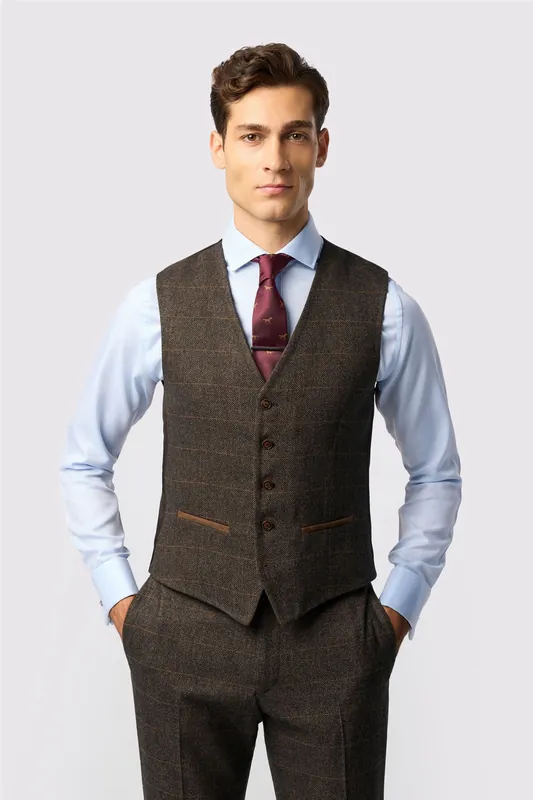 Single Breasted Five Button V-neck Tailored Suit Waistcoat